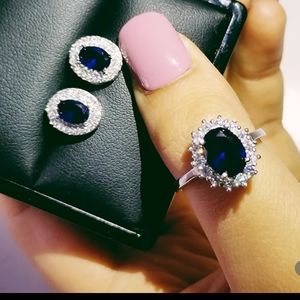 925 sterling silver ring and earring set